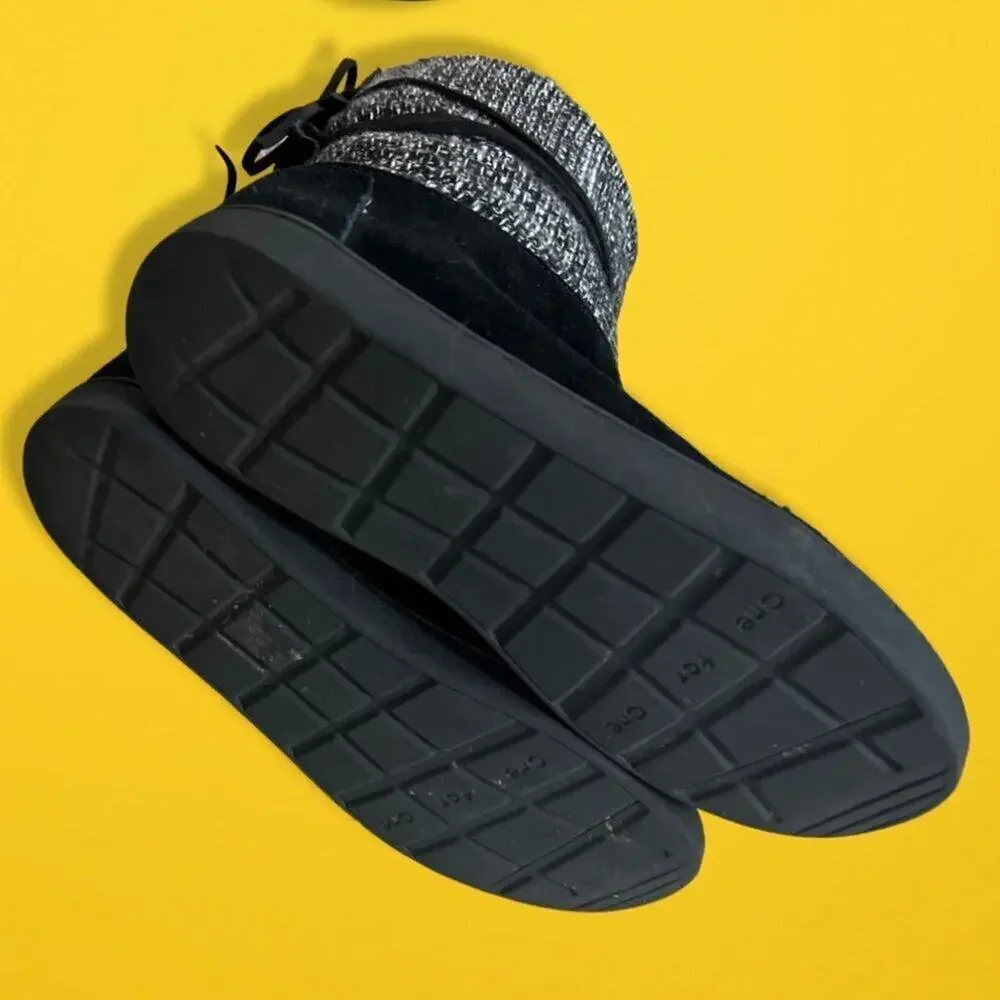 TOMS Kid's Girl's Nepal Boots Black Suede with Metallic Wool Size 6